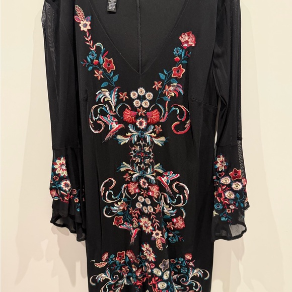INC International Concepts Dresses & Skirts - INC International Concepts Black Dress with Colorful Floral Embroidery